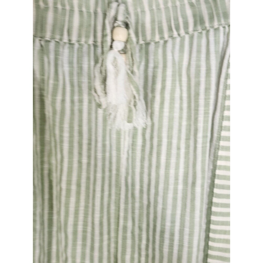 Salty Lemon Women's XL White Green Stripe Beach Pants Leg Slits Boho - Picture 5 of 13